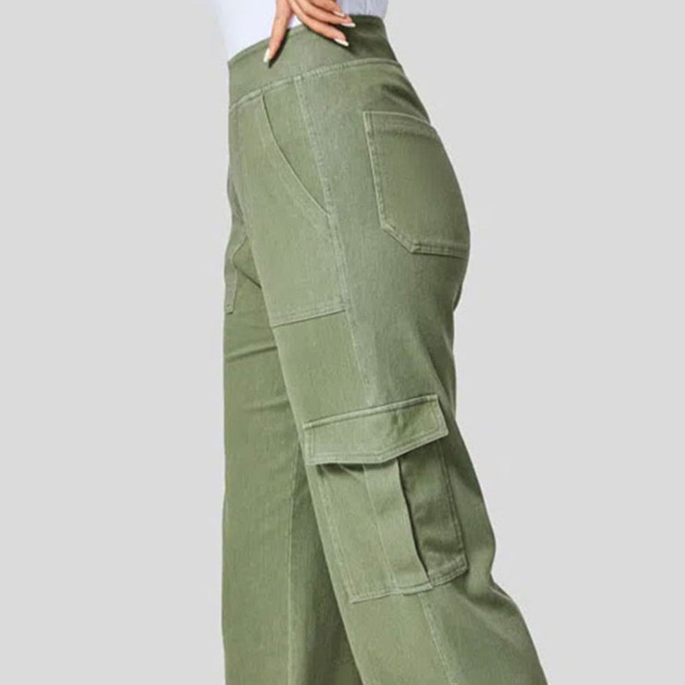 High Waist Straight Leg Cargo Jeans