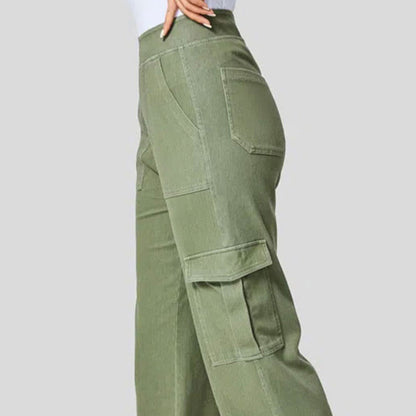 High Waist Straight Leg Cargo Jeans