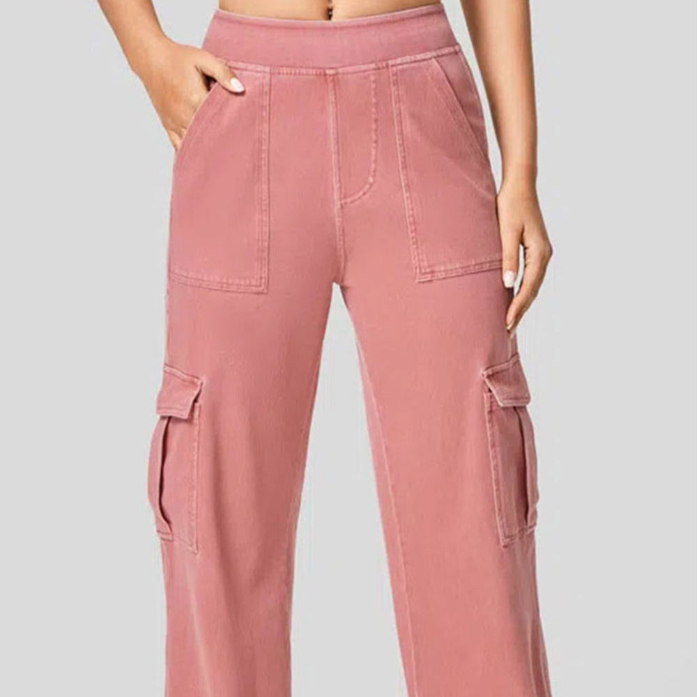 High Waist Straight Leg Cargo Jeans