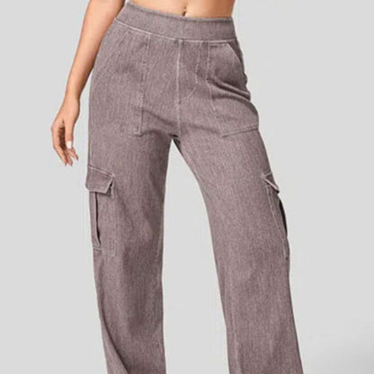 High Waist Straight Leg Cargo Jeans